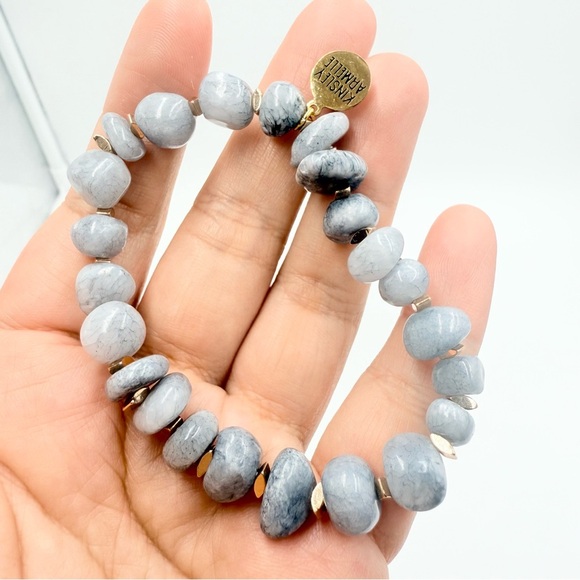 Kinsley Armelle Grey Angelite Stones Beaded Stretch Bracelet - Picture 4 of 5